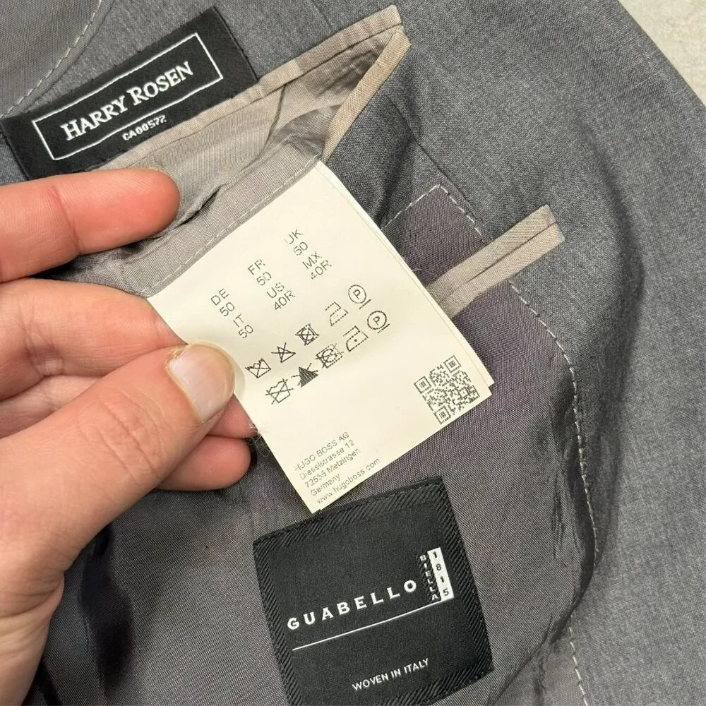 Hugo Boss Blazer Guabello 130s Wool Sport Coat Sharkskin Grey Huge/Genius 40R - Picture 9 of 12